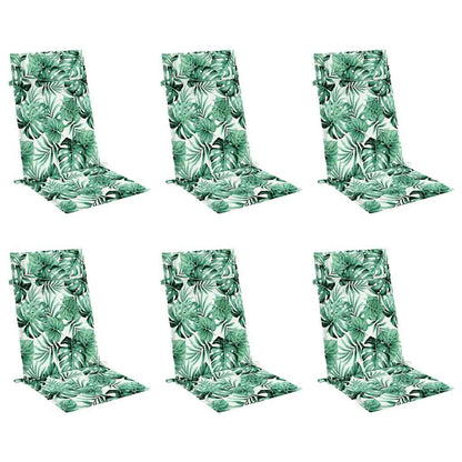 Cuscini Sedia Schienale Alto 6 pz Motivo Foglie Tessuto Oxford | homemem39
