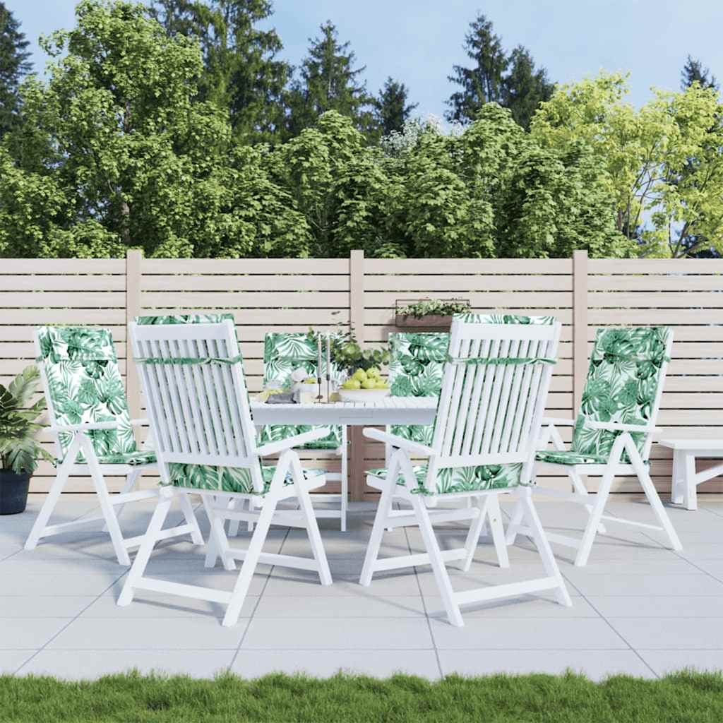 Cuscini Sedia Schienale Alto 6 pz Motivo Foglie Tessuto Oxford | homemem39