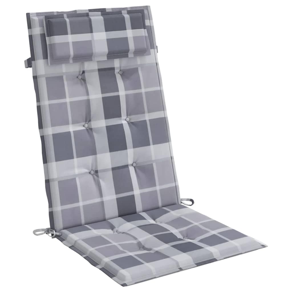 Cuscini Sedia Schienale Alto 4pz a Quadri Grigio Tessuto Oxford | homemem39
