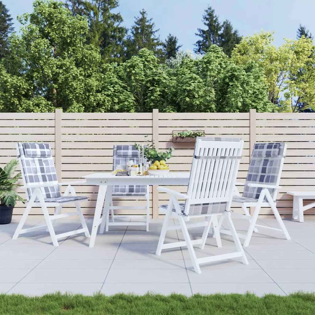 Cuscini Sedia Schienale Alto 4pz a Quadri Grigio Tessuto Oxford | homemem39