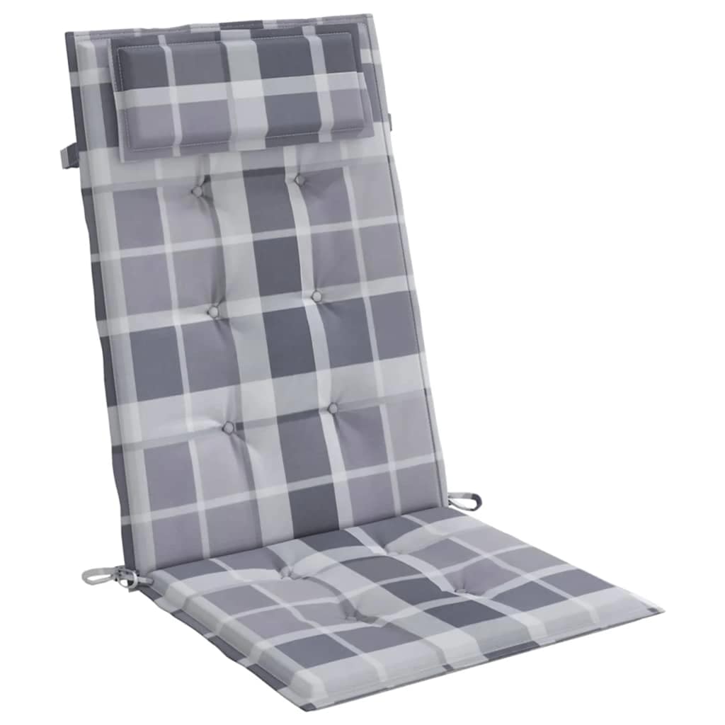 Cuscini Sedia Schienale Alto 6pz a Quadri Grigio Tessuto Oxford | homemem39