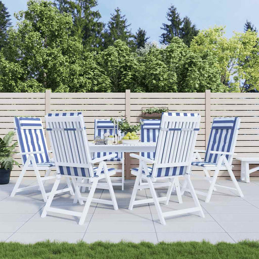 Cuscini Sedia Schienale Alto 6 pz Bianco e Blu Tessuto Oxford - homemem39