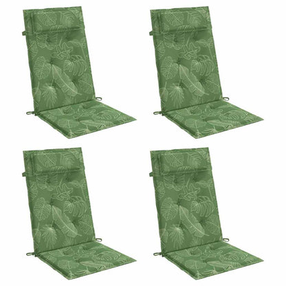 Cuscini Sedia Schienale Alto 4 pz Motivo Foglie Tessuto Oxford
