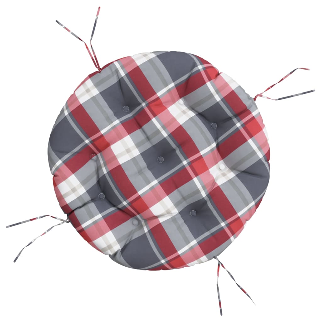 Cuscino Rotondo Rosso Motivo a Quadri Ø 60x11 cm Tessuto Oxford | homemem39