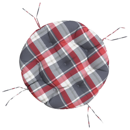 Cuscino Rotondo Rosso Motivo a Quadri Ø 60x11 cm Tessuto Oxford | homemem39