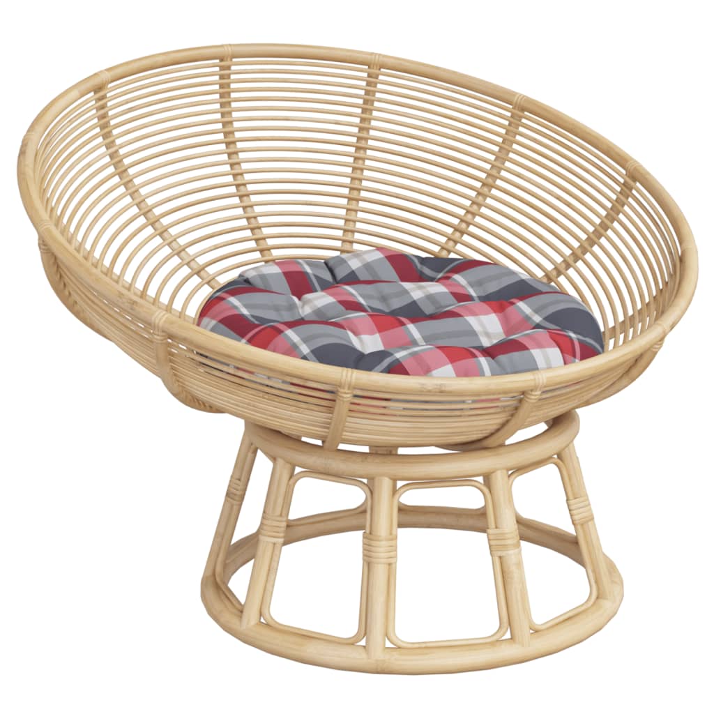 Cuscino Rotondo Rosso Motivo a Quadri Ø 60x11 cm Tessuto Oxford | homemem39