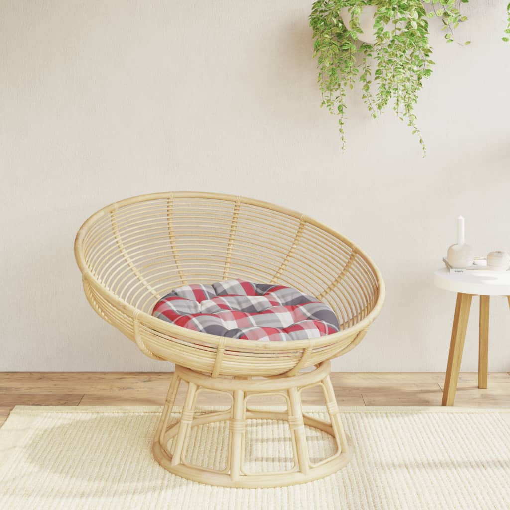 Cuscino Rotondo Rosso Motivo a Quadri Ø 60x11 cm Tessuto Oxford | homemem39