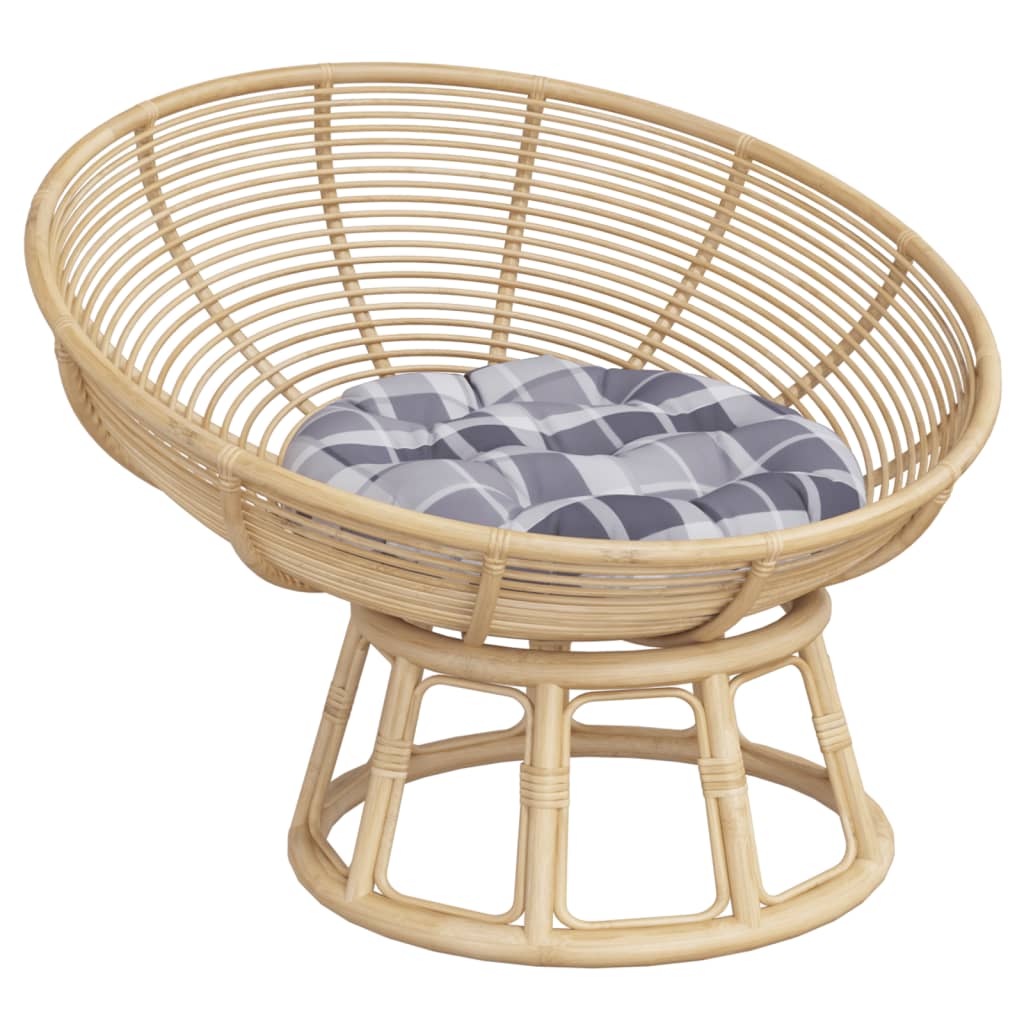 Cuscino Rotondo Grigio Motivo a Quadri Ø 60x11cm Tessuto Oxford