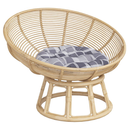 Cuscino Rotondo Grigio Motivo a Quadri Ø 60x11cm Tessuto Oxford
