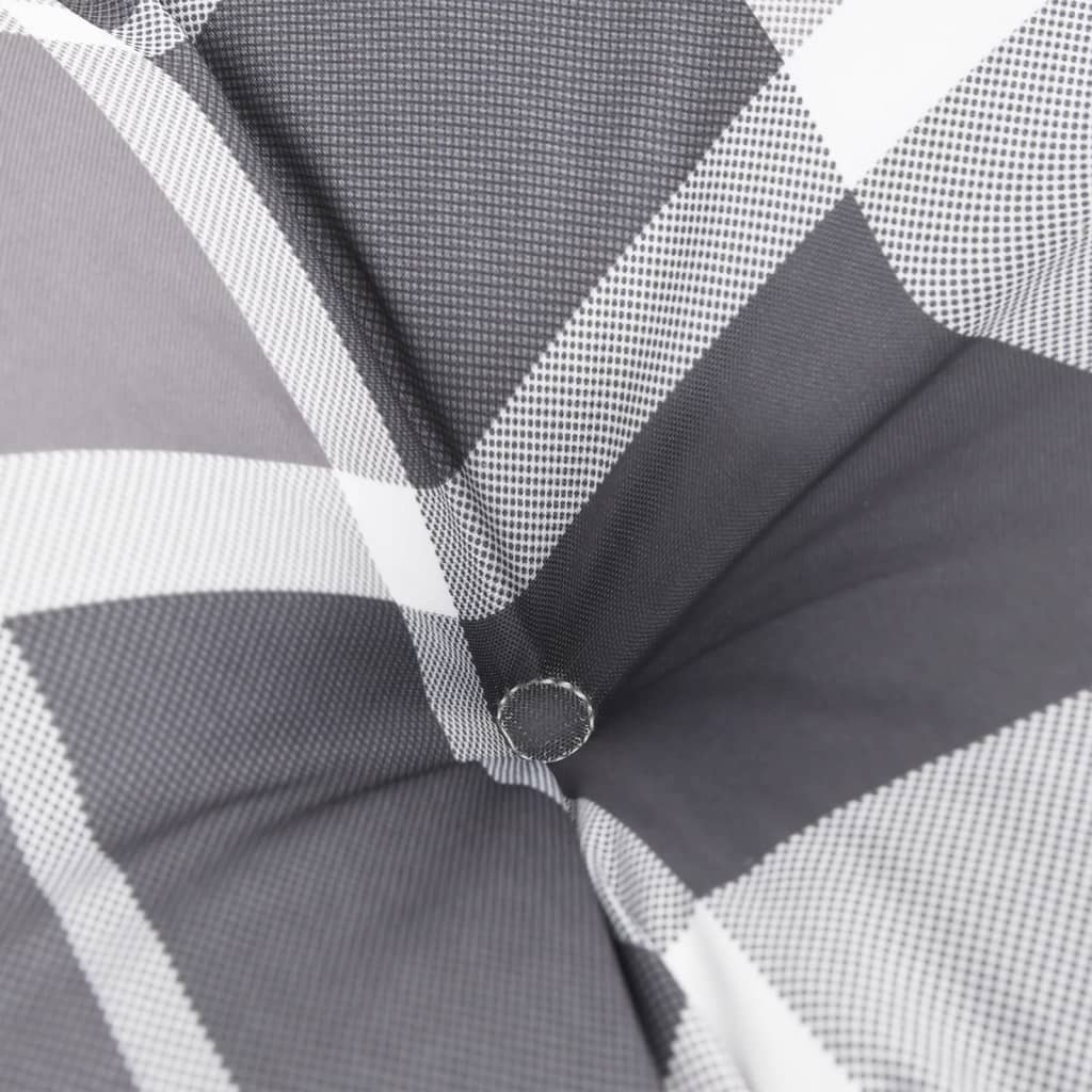 Cuscino Rotondo Grigio Motivo a Quadri Ø 60x11cm Tessuto Oxford | homemem39