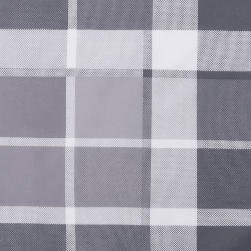 Cuscino Rotondo Grigio Motivo a Quadri Ø 60x11cm Tessuto Oxford