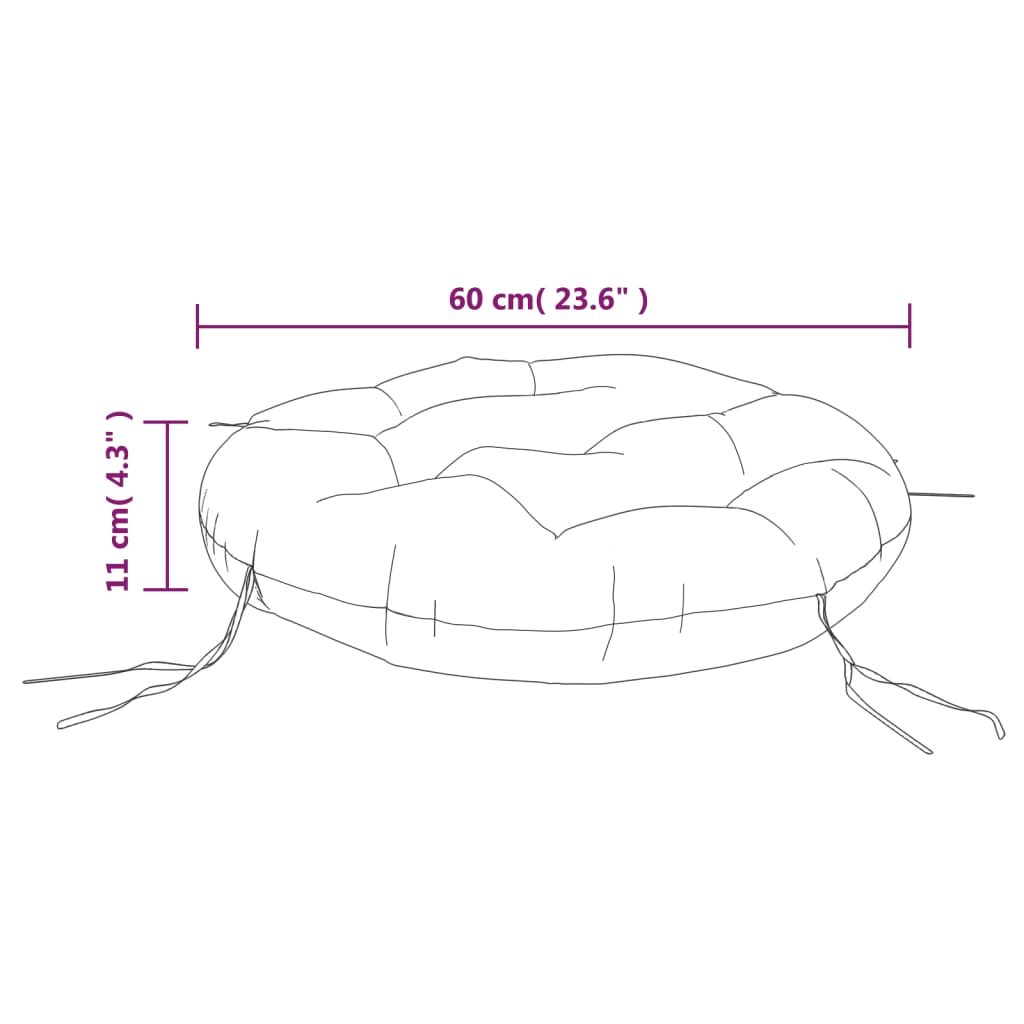 Cuscino Rotondo Grigio Motivo a Quadri Ø 60x11cm Tessuto Oxford | homemem39