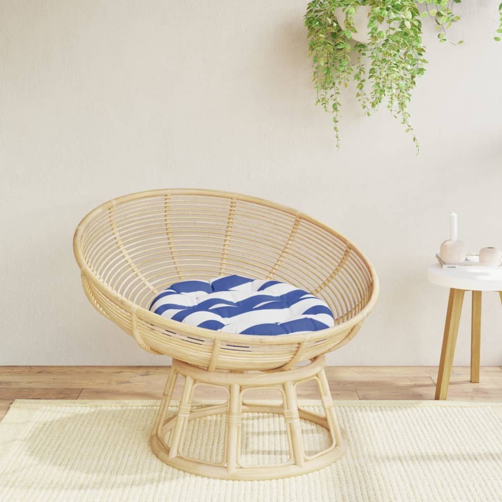 Cuscino Rotondo Righe Blu Bianche Ø 60x11 cm in Tessuto Oxford | homemem39