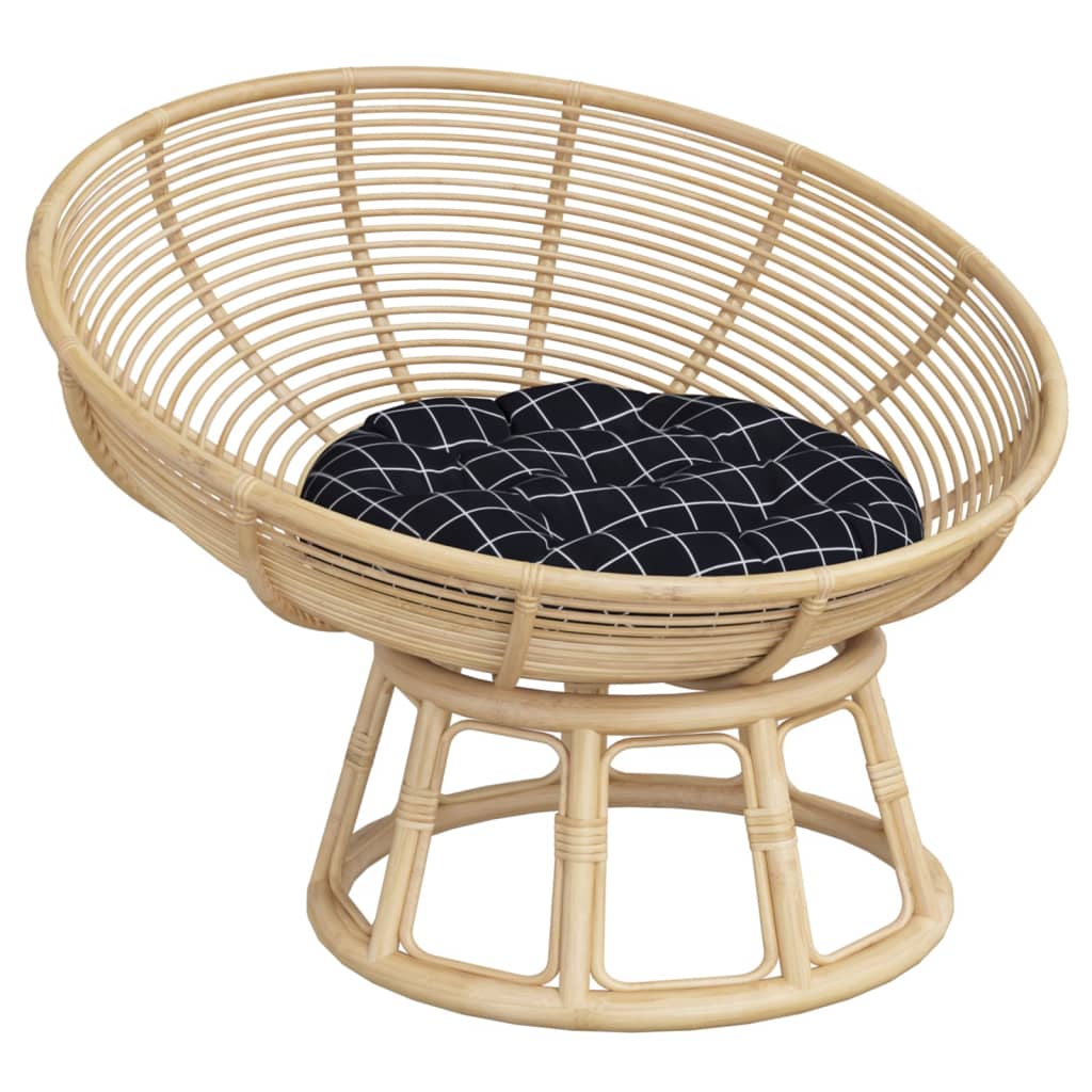 Cuscino Rotondo Nero Motivo a Quadri Ø 60x11cm Tessuto Oxford