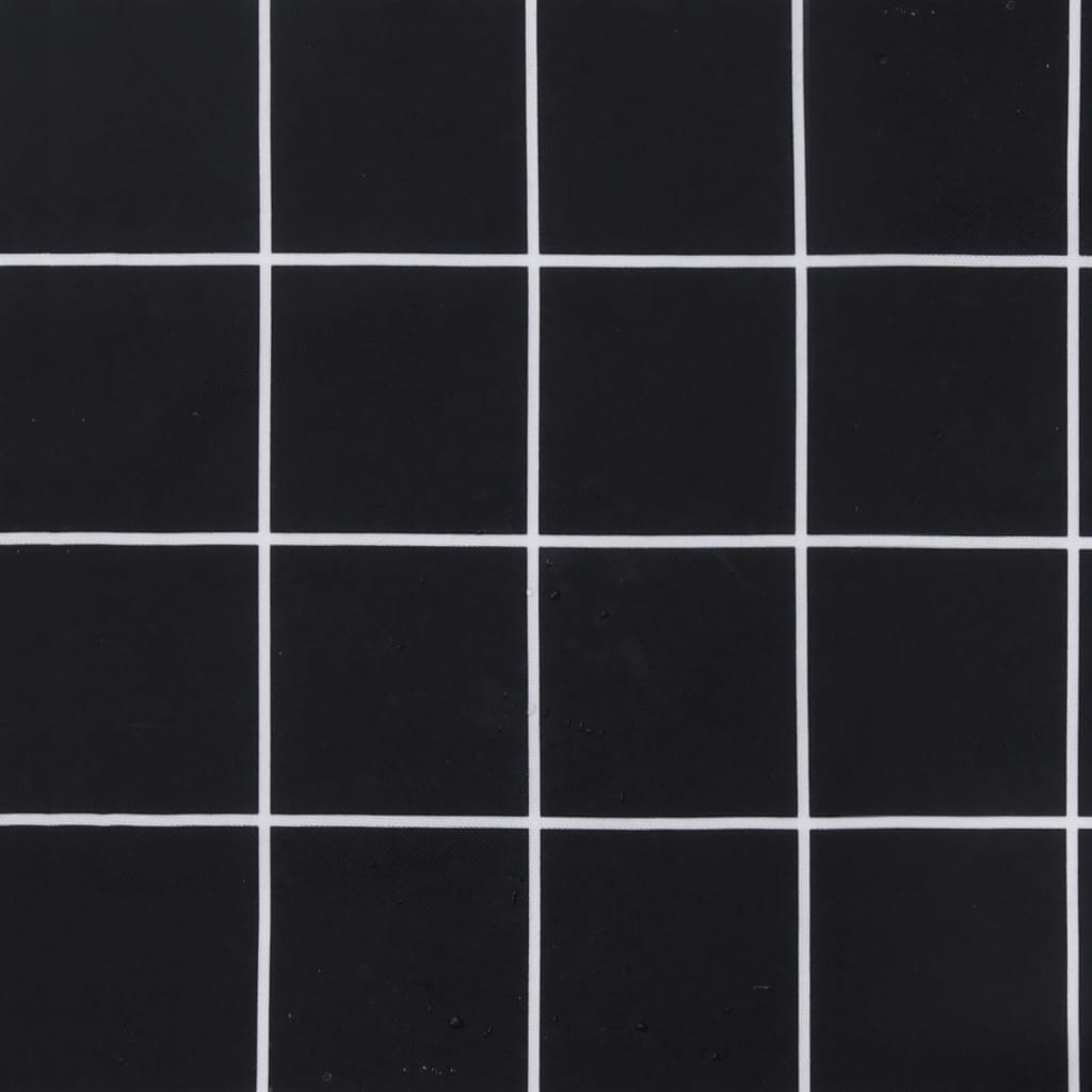 Cuscino Rotondo Nero Motivo a Quadri Ø 60x11cm Tessuto Oxford