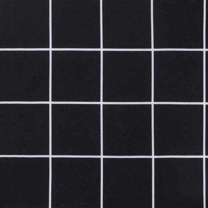 Cuscino Rotondo Nero Motivo a Quadri Ø 60x11cm Tessuto Oxford