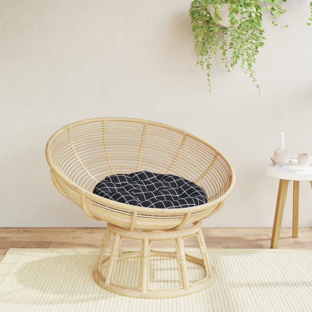 Cuscino Rotondo Nero Motivo a Quadri Ø 60x11cm Tessuto Oxford | homemem39
