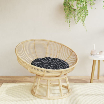 Cuscino Rotondo Nero Motivo a Quadri Ø 60x11cm Tessuto Oxford