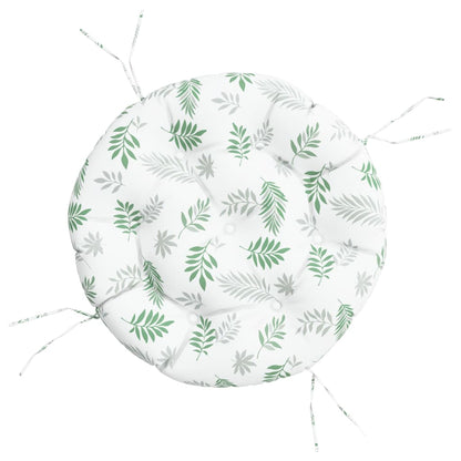 Cuscino Rotondo Motivo a Foglie Ø 60x11 cm in Tessuto Oxford | homemem39
