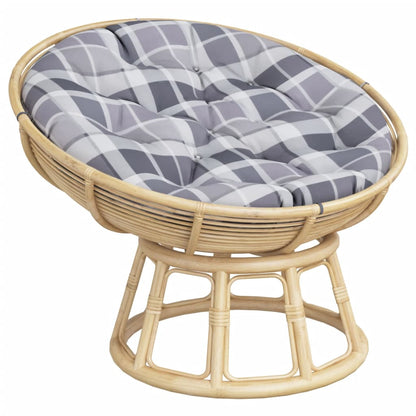 Cuscino Rotondo Grigio Motivo Quadri Ø 100x11 cm Tessuto Oxford