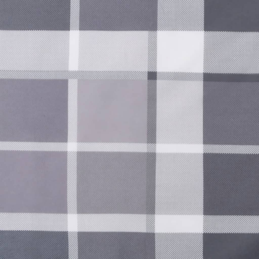 Cuscino Rotondo Grigio Motivo Quadri Ø 100x11 cm Tessuto Oxford