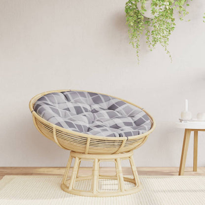 Cuscino Rotondo Grigio Motivo Quadri Ø 100x11 cm Tessuto Oxford