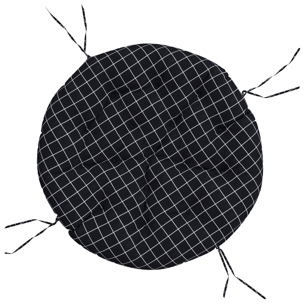 Cuscino Rotondo Nero Motivo a Quadri Ø 100x11 cm Tessuto Oxford | homemem39