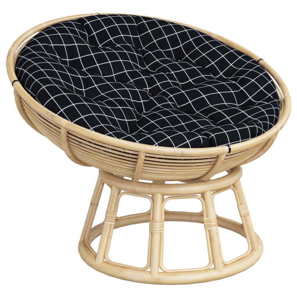 Cuscino Rotondo Nero Motivo a Quadri Ø 100x11 cm Tessuto Oxford | homemem39