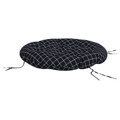 Cuscino Rotondo Nero Motivo a Quadri Ø 100x11 cm Tessuto Oxford