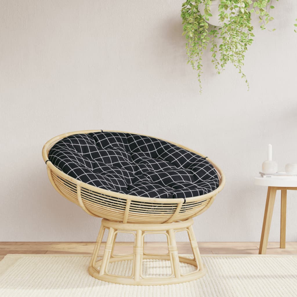 Cuscino Rotondo Nero Motivo a Quadri Ø 100x11 cm Tessuto Oxford | homemem39