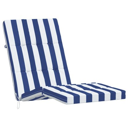 Cuscini Sedia a Sdraio 2pz Strisce Bianche e Blu Tessuto Oxford