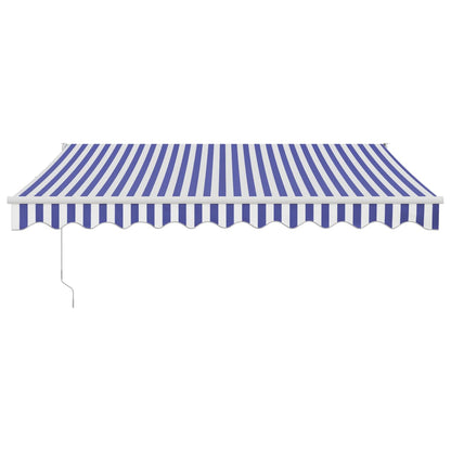 Tenda Sole Retrattile Blu e Bianca 3,5x2,5m Tessuto e Alluminio