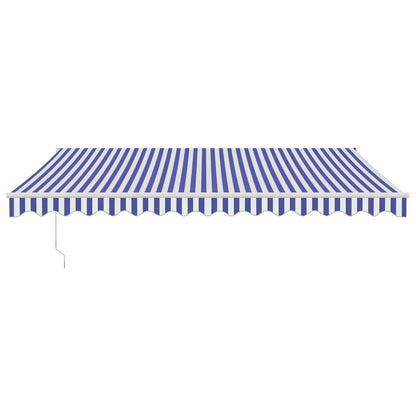 Tenda Sole Retrattile Blu e Bianca 4,5x3 m Tessuto e Alluminio | homemem39