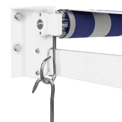 Tenda Sole Retrattile Blu e Bianca 4,5x3 m Tessuto e Alluminio