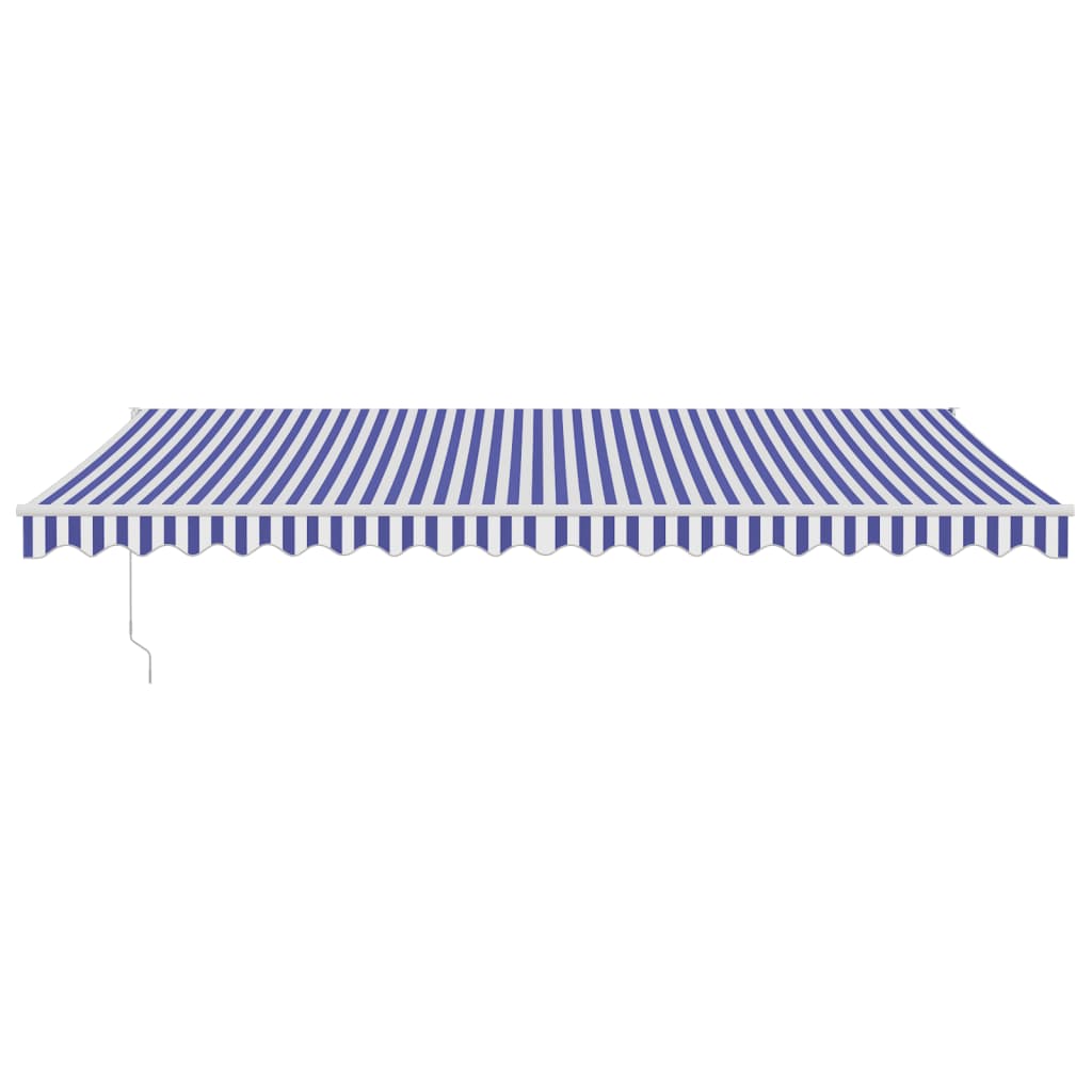 Tenda da Sole Retrattile Blu e Bianca 5x3 m Tessuto e Alluminio