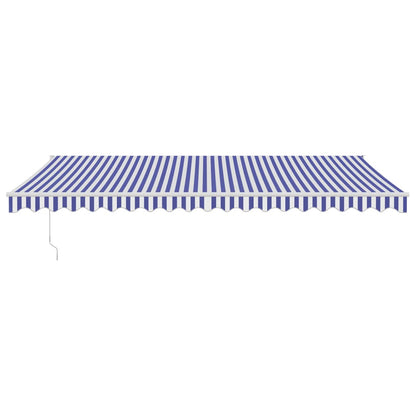 Tenda da Sole Retrattile Blu e Bianca 5x3 m Tessuto e Alluminio