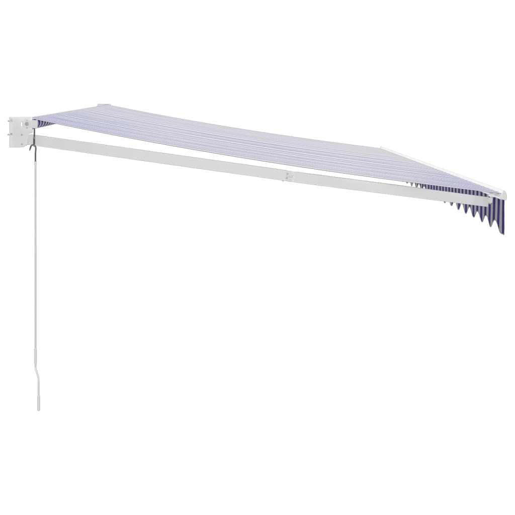 Tenda da Sole Retrattile Blu e Bianca 5x3 m Tessuto e Alluminio