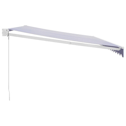 Tenda da Sole Retrattile Blu e Bianca 5x3 m Tessuto e Alluminio