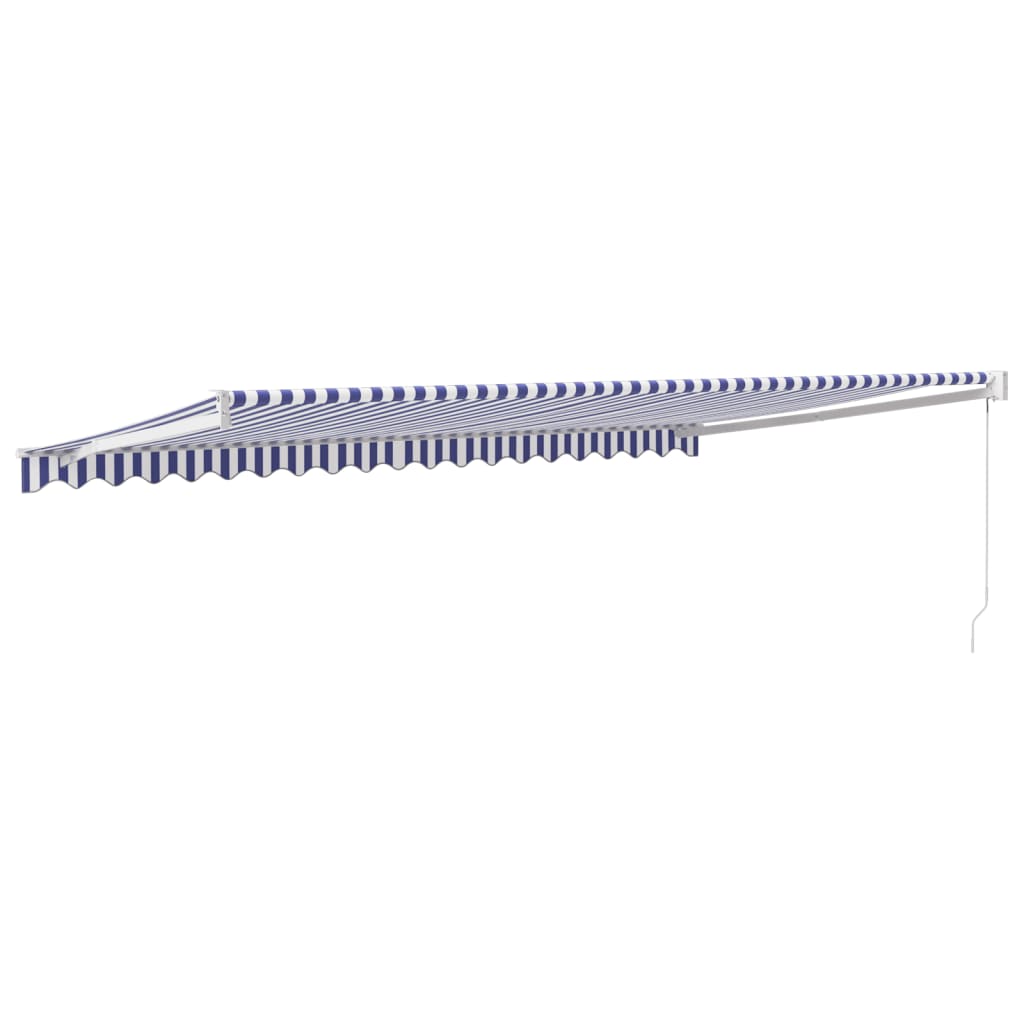 Tenda da Sole Retrattile Blu e Bianca 5x3 m Tessuto e Alluminio - homemem39