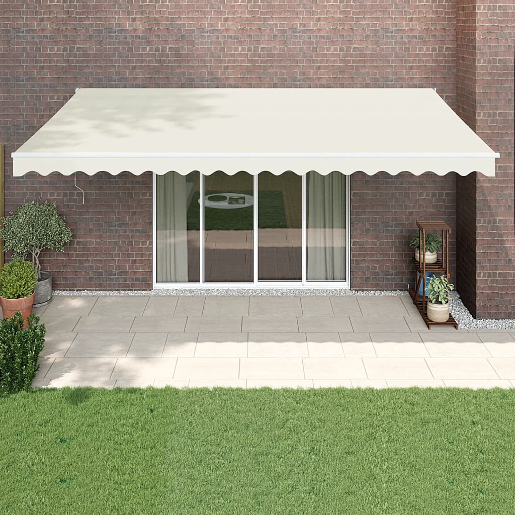 Tenda da Sole Retrattile Crema 5x3 m in Tessuto e Alluminio