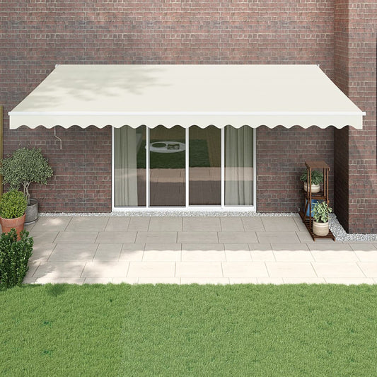 Tenda da Sole Retrattile Crema 5x3 m in Tessuto e Alluminio