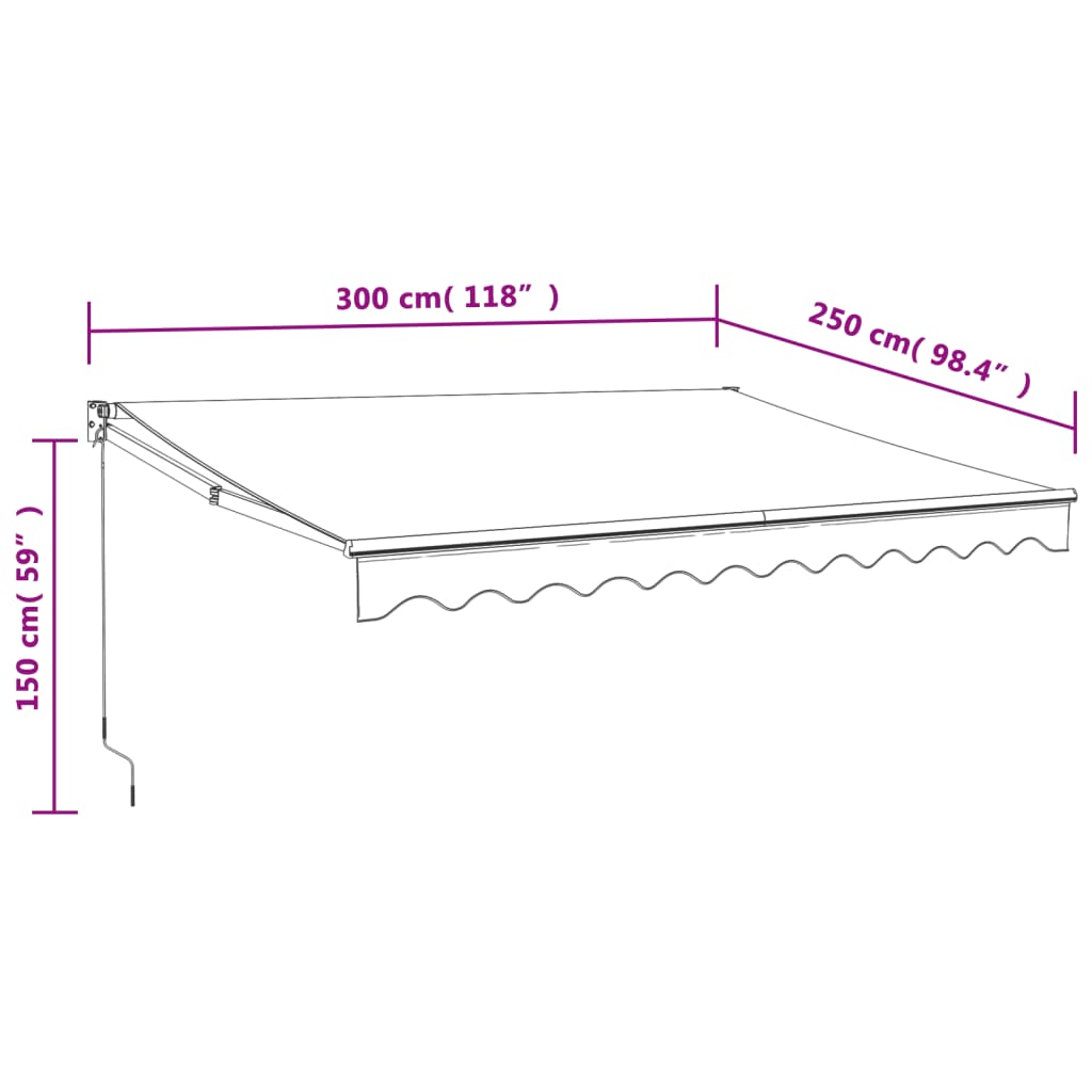 Tenda Retrattile Gialla e Bianca 3x2,5 m in Tessuto e Alluminio | homemem39
