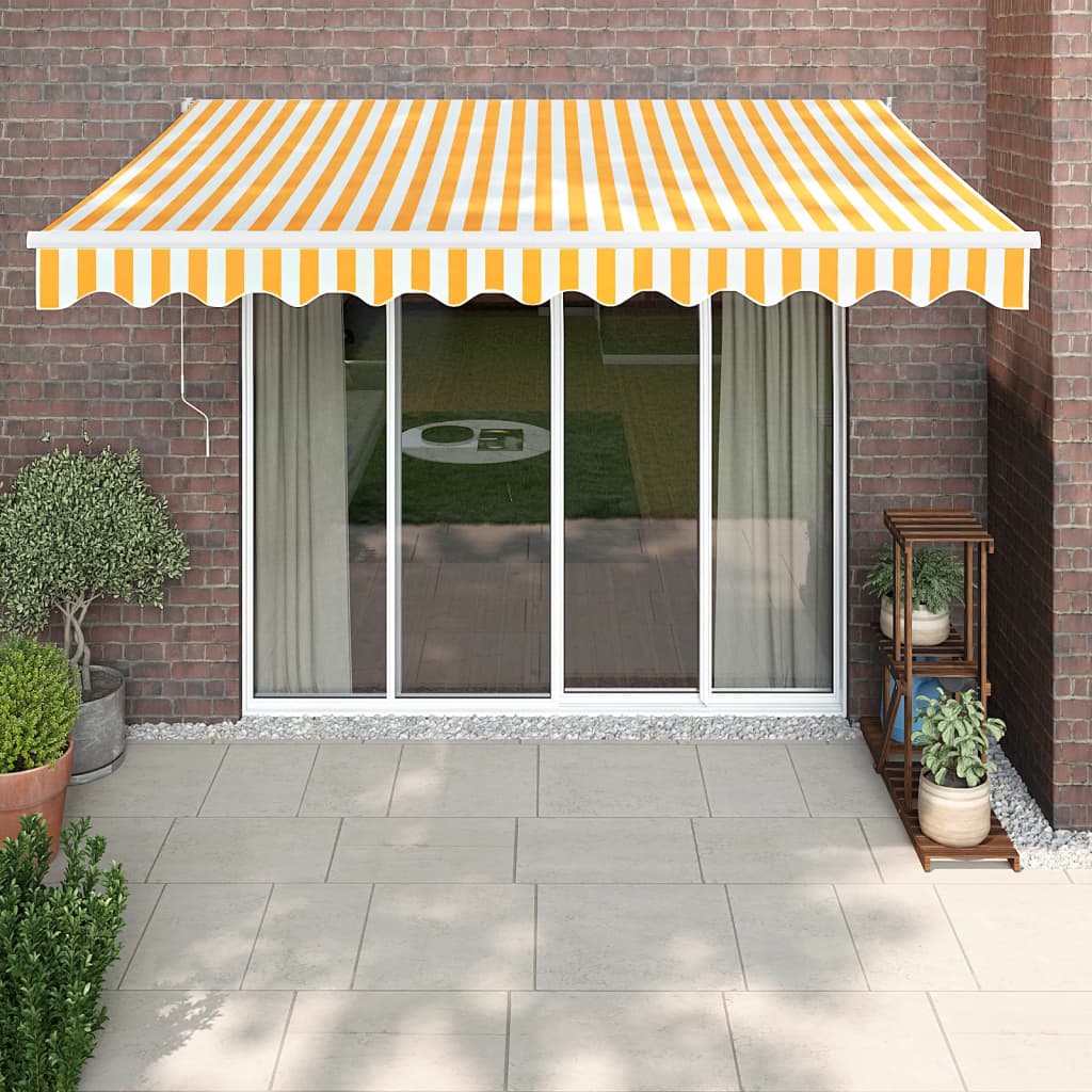 Tenda Retrattile Gialla e Bianca 3x2,5 m in Tessuto e Alluminio