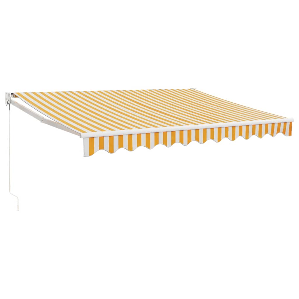 Tenda Retrattile Gialla e Bianca 3,5x2,5 m Tessuto e Alluminio | homemem39