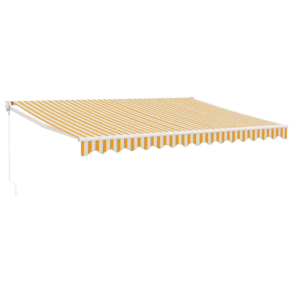 Tenda Sole Retrattile Gialla e Bianca 4x3 m Tessuto e Alluminio