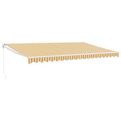 Tenda Sole Retrattile Gialla e Bianca 5x3 m Tessuto e Alluminio