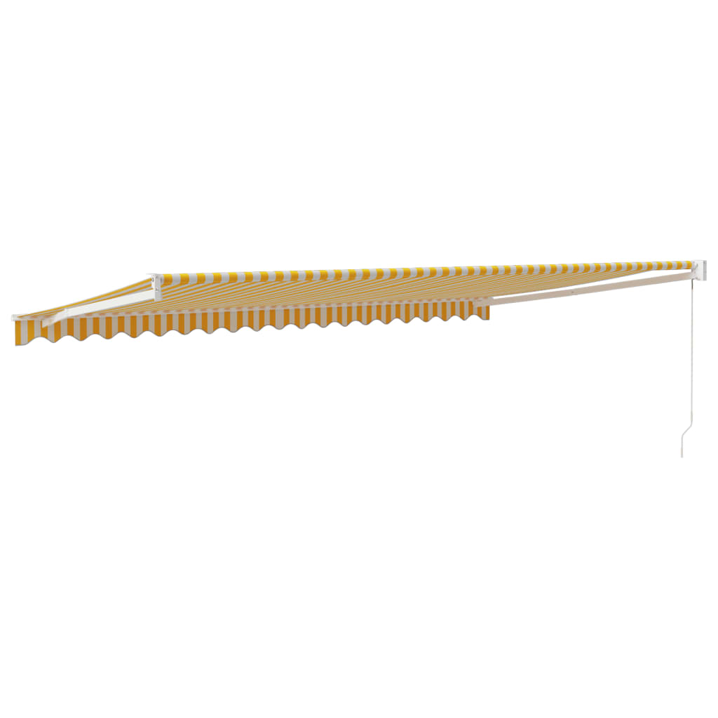 Tenda Sole Retrattile Gialla e Bianca 5x3 m Tessuto e Alluminio - homemem39
