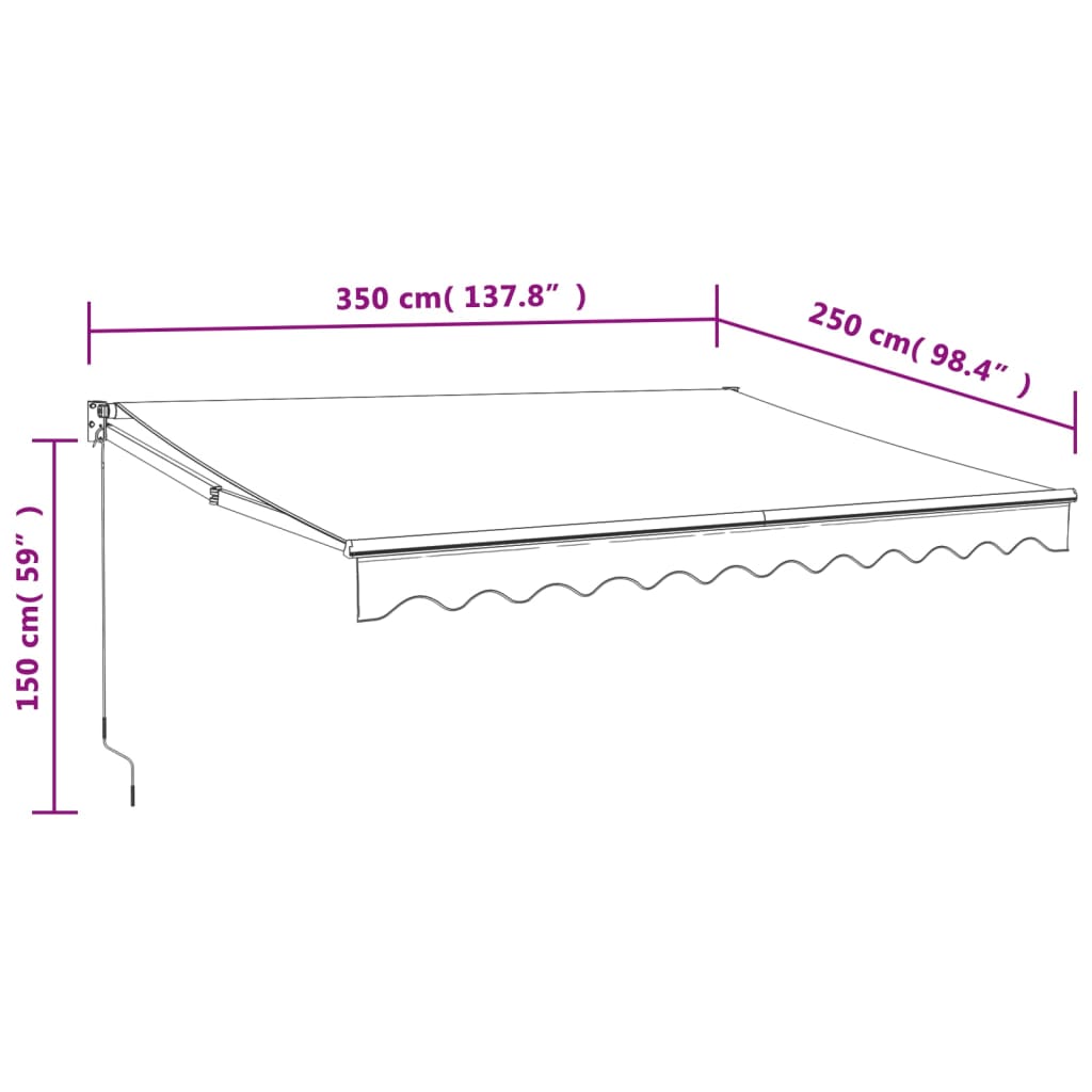 Tenda Retrattile Arancione Marrone 3,5x2,5m Tessuto e Alluminio | homemem39