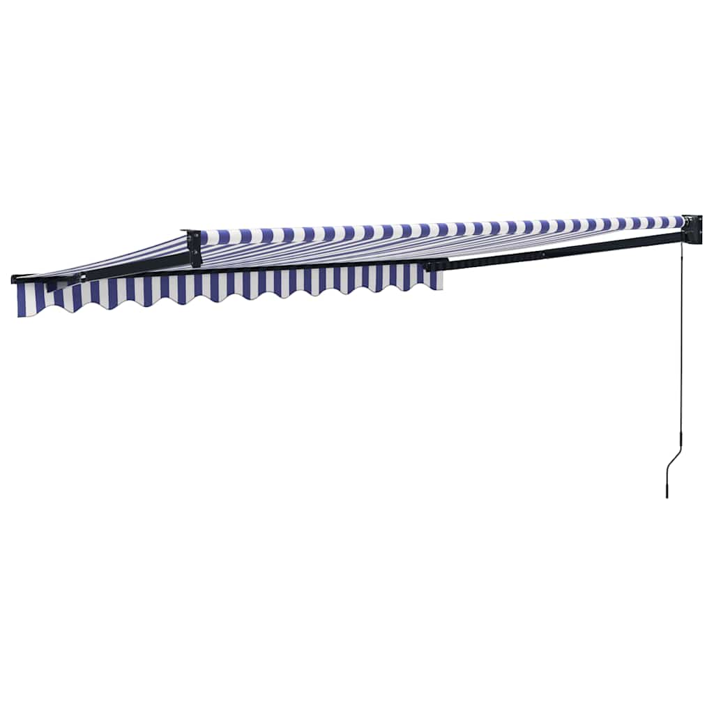 Tenda Sole Retrattile Blu e Bianca 3x2,5 m Tessuto e Alluminio | homemem39