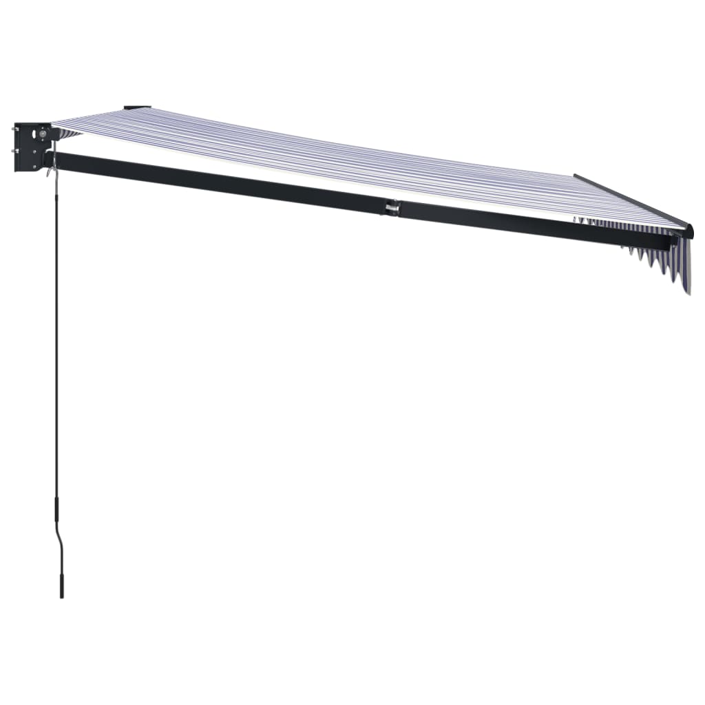 Tenda Sole Retrattile Blu e Bianca 3,5x2,5m Tessuto e Alluminio